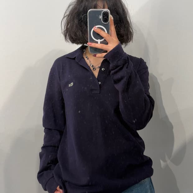 4 라코스테 네이비 긴팔 폴로 셔츠