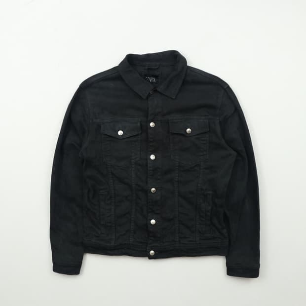 ZARA 블랙 데님 트러커 자켓 L