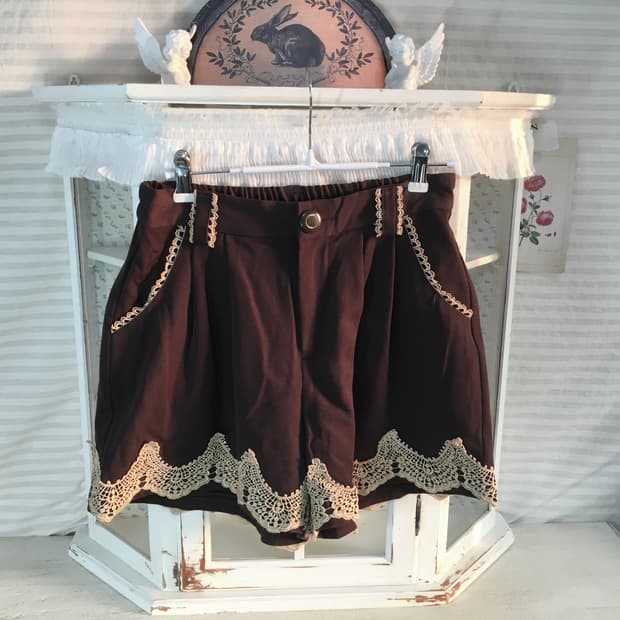 액시즈팜 앤틱 브라운 레이스 하프팬츠
