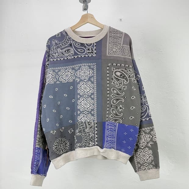 캐피탈 19aw 페이즐리 퀼트 크루넥 스웨트 포켓 코튼 셔츠