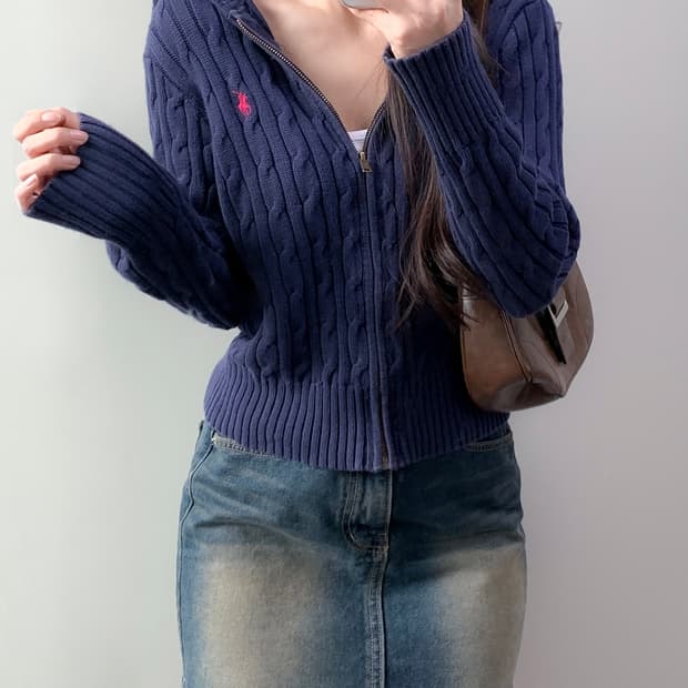 폴로 니트 후드집업