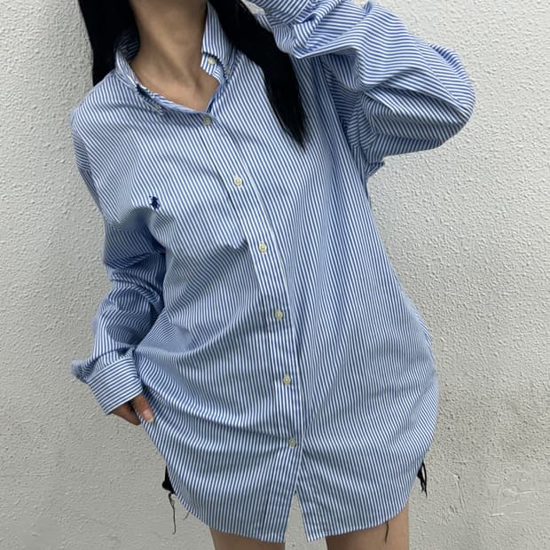 폴로 랄프로렌 네이비포니 스트라이프 셔츠 L