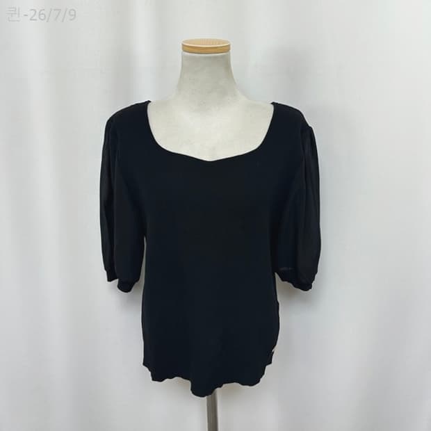 세루티1881 여자 니트 시스루팔 반팔티 검정 77