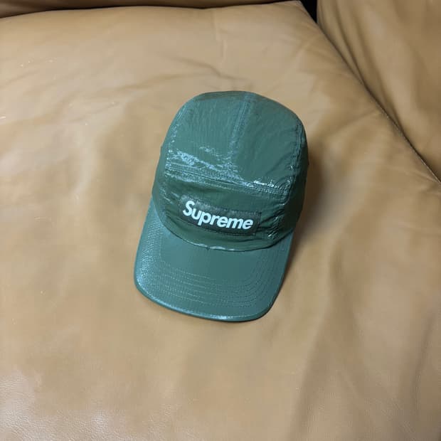 슈프림 캠프캡 모자 박스로고 글로스 립스탑 카키