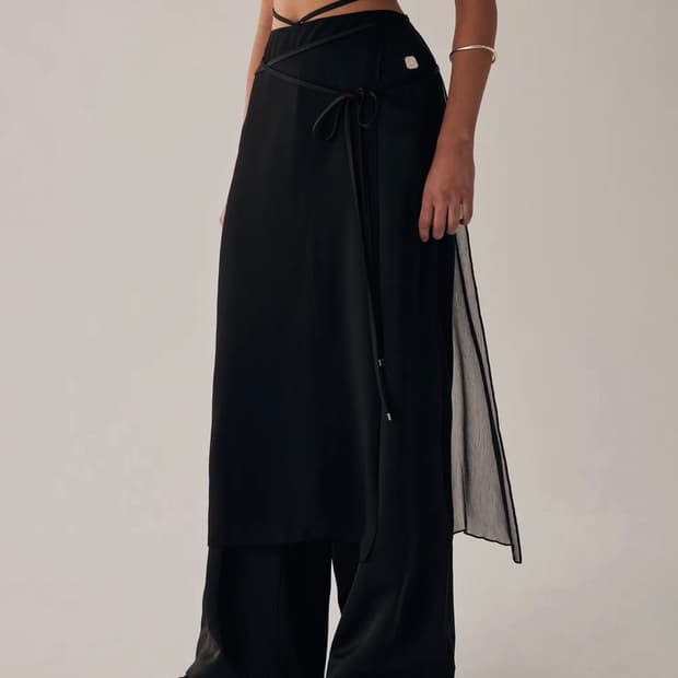 See-Through Strap Wrap Pants 