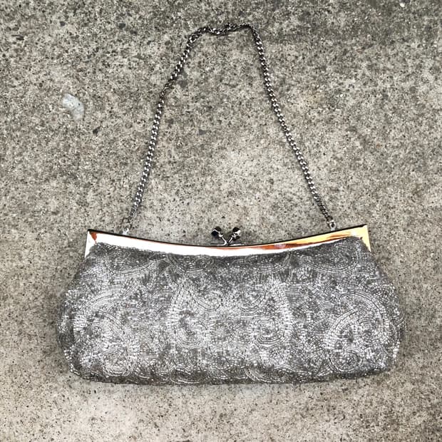 silver frame beaded party bag 