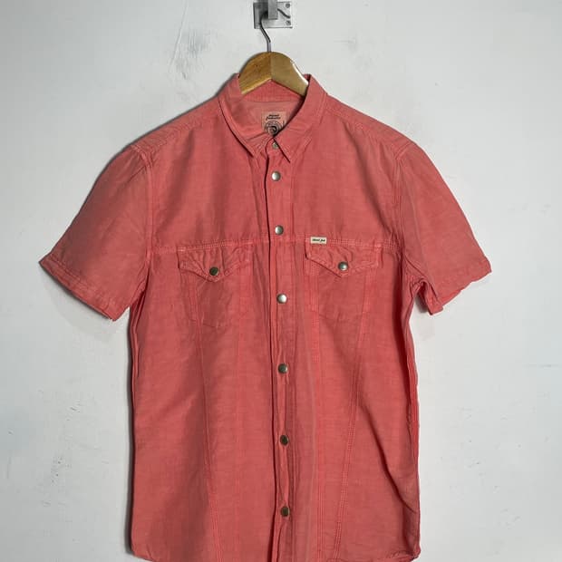 Diesel Industry 디젤 코랄 반팔 핑크 셔츠