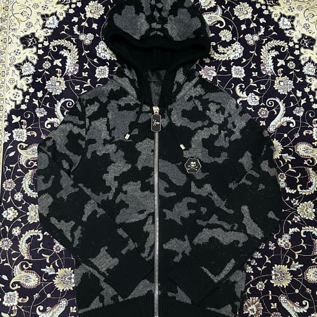 Philipp plein 카모 니트 후드집업