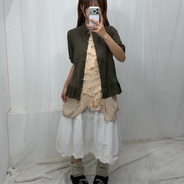 ˚꩜｡카키 베이지 레이어드 소녀 ˚꩜｡