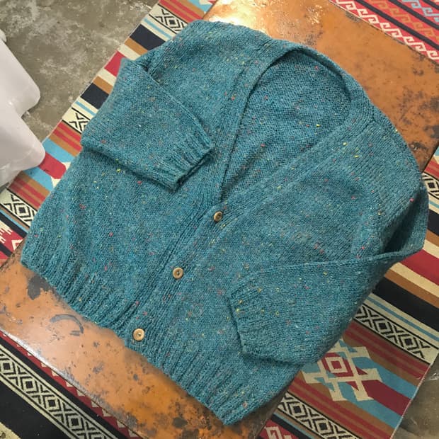 VTG 빈티지 청록 보카시 울 가디건 남성 110 여성 오버핏