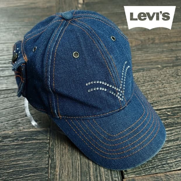 [리바이스] Y2K 빈티지 큐빅 로고 포켓 데님 볼캡 M19586