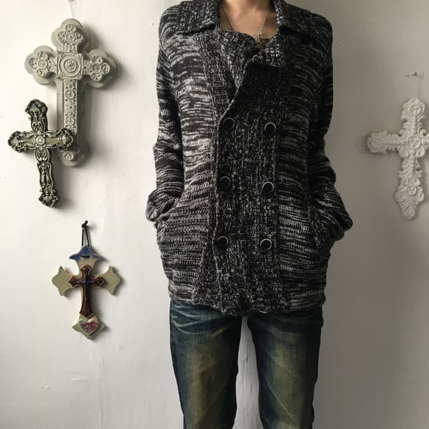 Double button knit cardigan