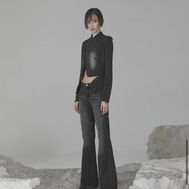 오호스 스판데님 라이더자켓 