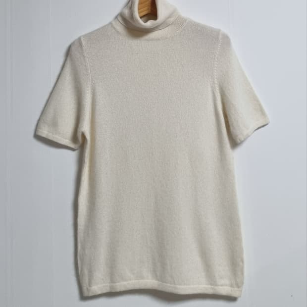 실측 XS ) COMME CA ISM 아이보리 캐시미어100% 니트 반팔