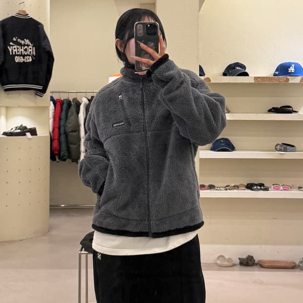 디스이즈네버댓 스몰로고 그레이 플리스 집업 U995