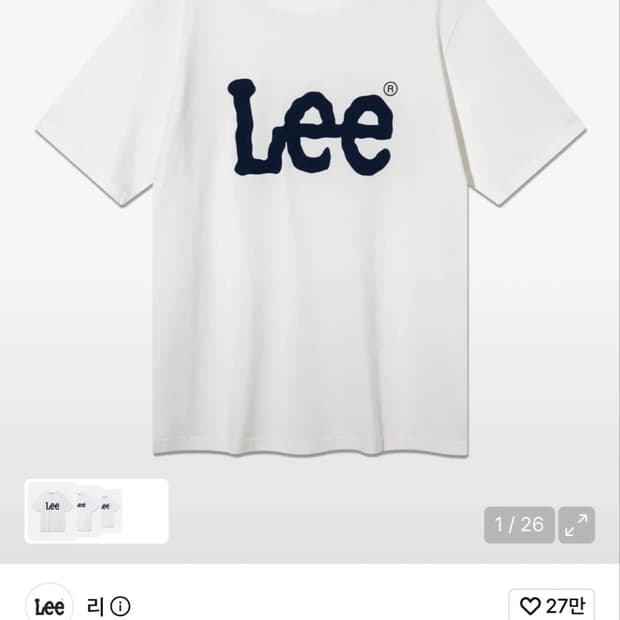 Lee 빅 트위치 로고 티셔츠 화이트 S+ Jeep 지프 스몰로고 반팔티