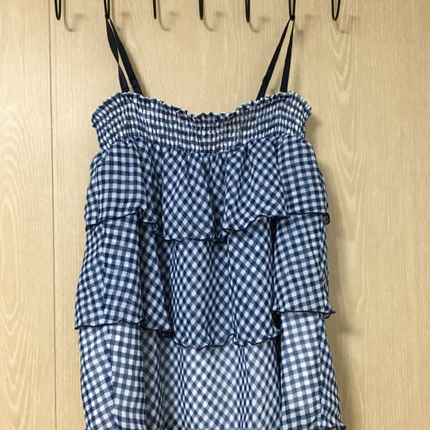 파란 체크 나시