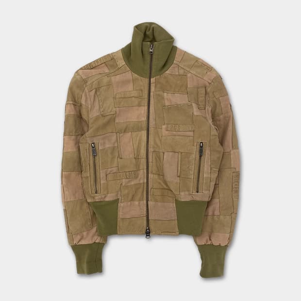 [48] 비켐버그 레더 패치 하이넥 블루종