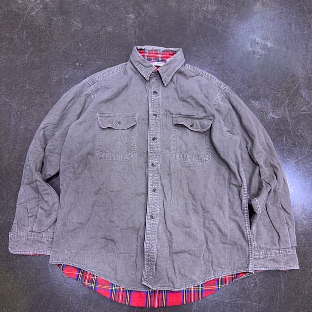 L.L.Bean 엘엘빈 플란넬 라인드 헤비코튼 워크 셔츠 USA L