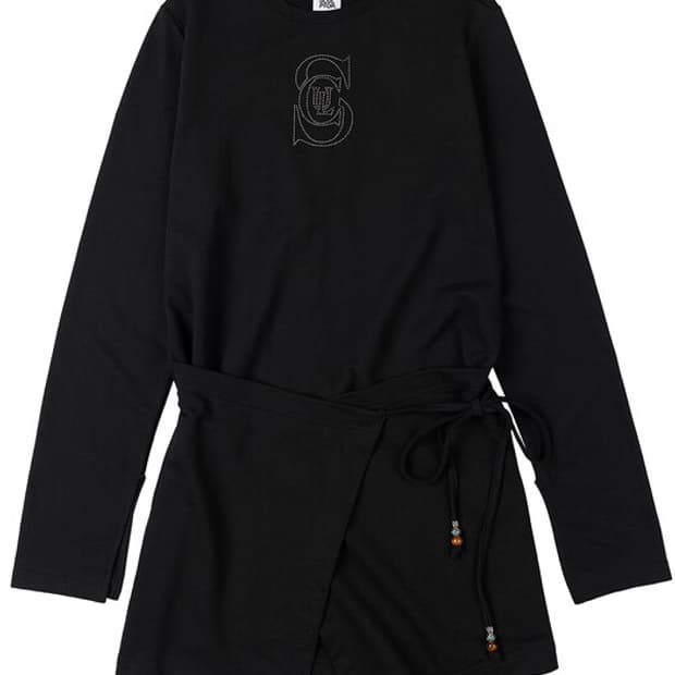 스컬프터 Hotfix Logo Wrap Dress [BLACK] s