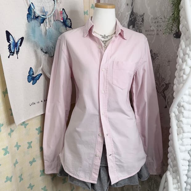 갭 핑크 슬림핏 셔츠