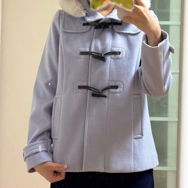 어스뮤직 퍼 후드 더플 코트 떡코