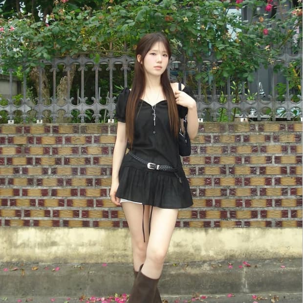아워캐비넷 sheer puff ops 퍼프 원피스 블랙