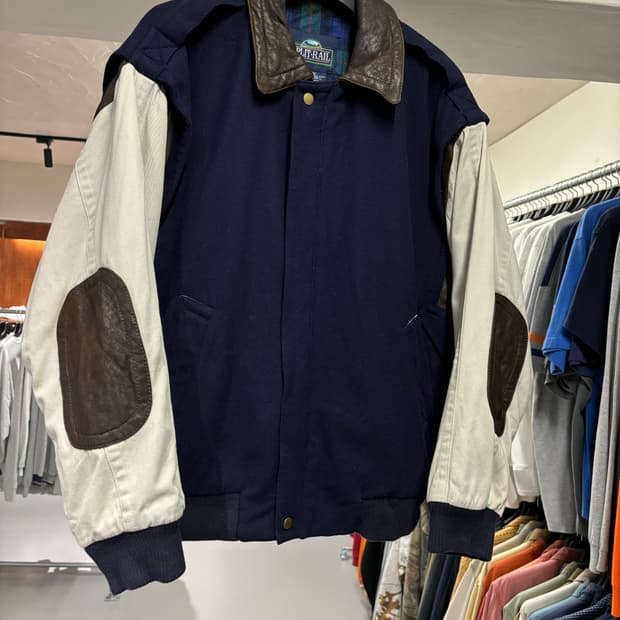 90s 빈티지 울 가죽패치 자켓