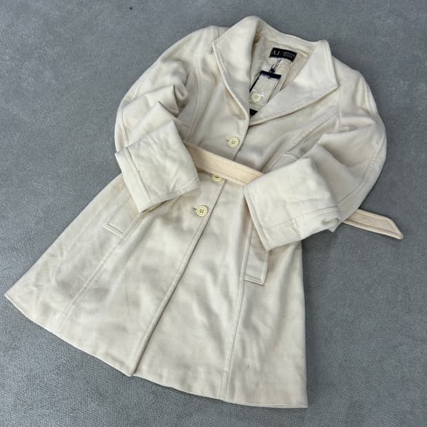 AJ 아르마니 아이보리 벨트 코트 m