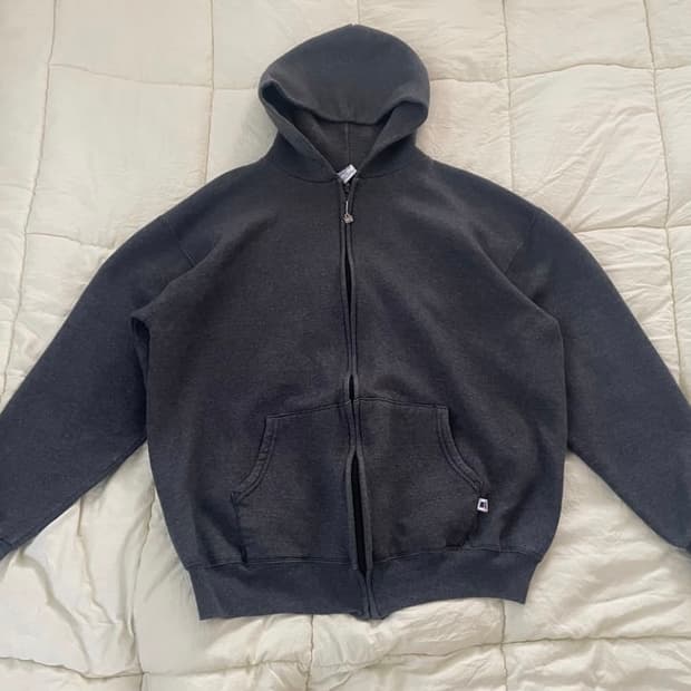 S급 90s USA 러셀 애슬레틱 후드집업 다크그레이