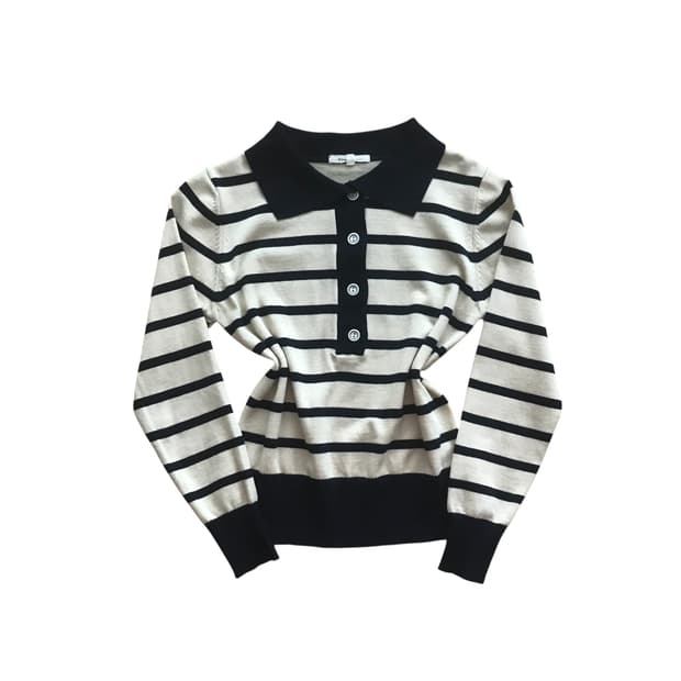 플라스틱 아일랜드 단가라 스트라이프 니트