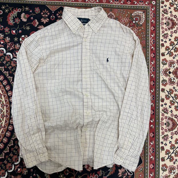 폴로 랄프로렌 버튼다운 베이지 체크 셔츠 XL/105