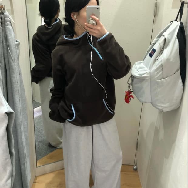 유니얼 아노락 후리스 후드 집업 점퍼 (브라운 블루)