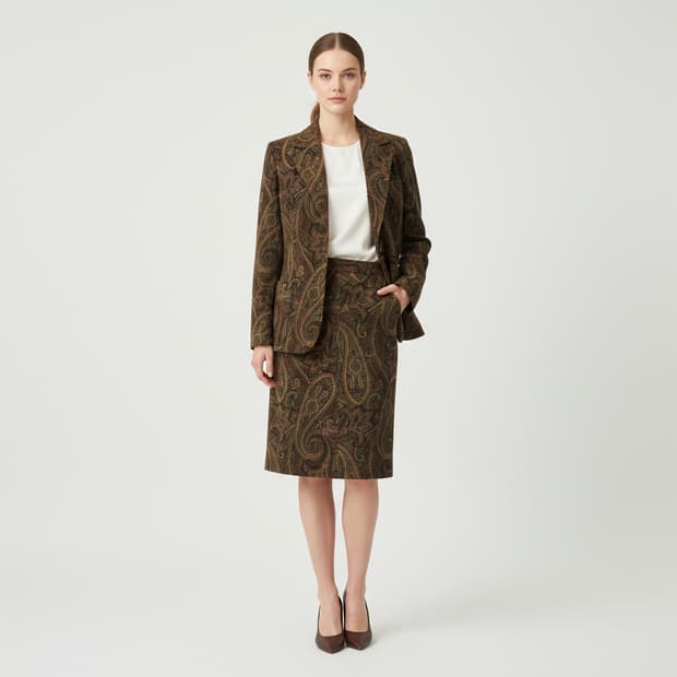 셀린느 페이즐리 투피스 자켓 스커트 셋업 데드스탁 매장 정품