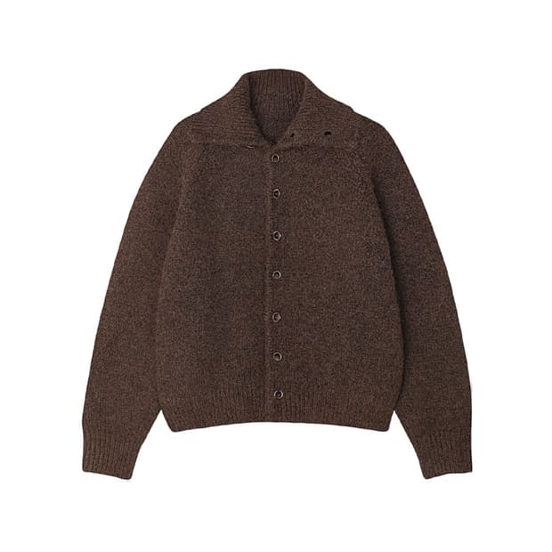 (1회착 우체국 택포가격) 노이즈 브러시드 빅카라 버튼 가디건 브라운