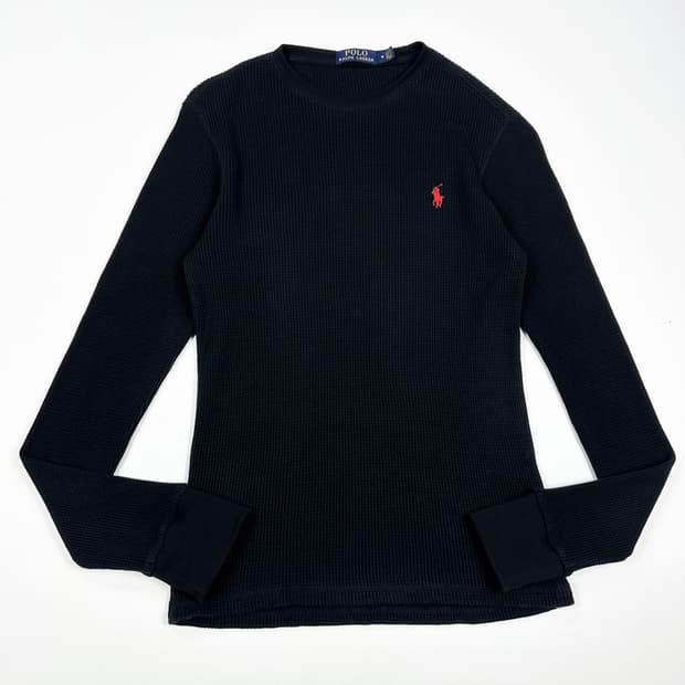 폴로 랄프로렌 미니멀 와플 롱슬리브 블랙 여성M