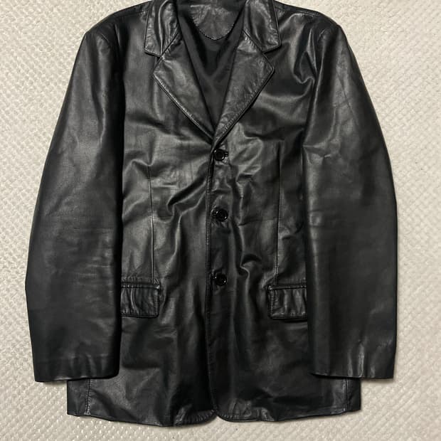 광희시장 웨스턴 무드 카우하이드 소가죽 3버튼 레더 자켓