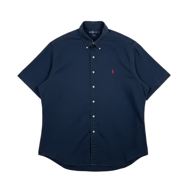 (2XL) 폴로 랄프로렌 오버핏 옥스포드 반팔 셔츠 네이비