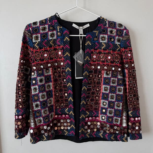 자라 TRAFALUC 패턴 자켓 S (새상품)