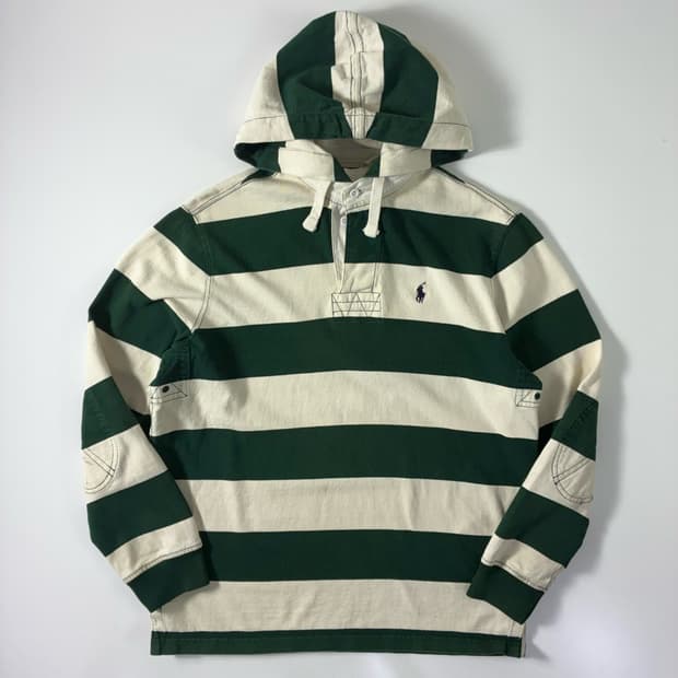 Polo  폴로 랄프로렌 자수 코튼 스트라이프 럭비 후드티 