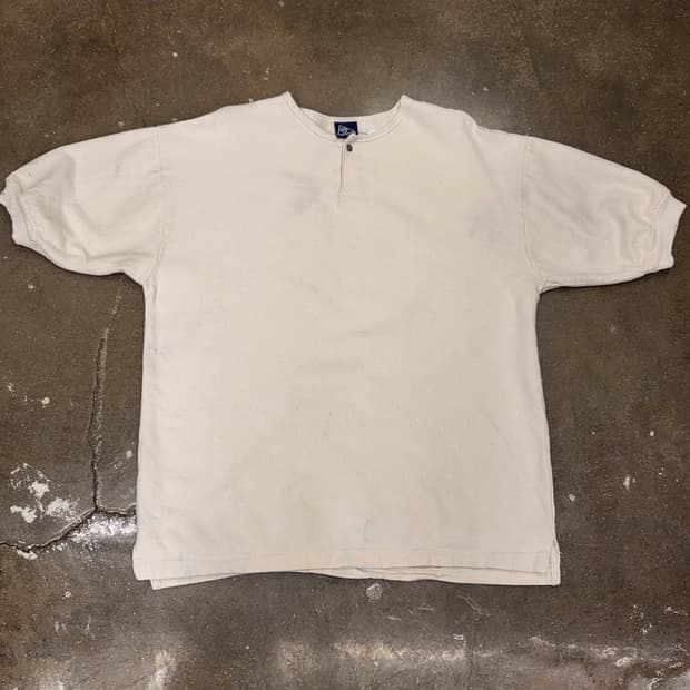 90s 미국빈티지 아이보리 반팔 헨리넥 티셔츠