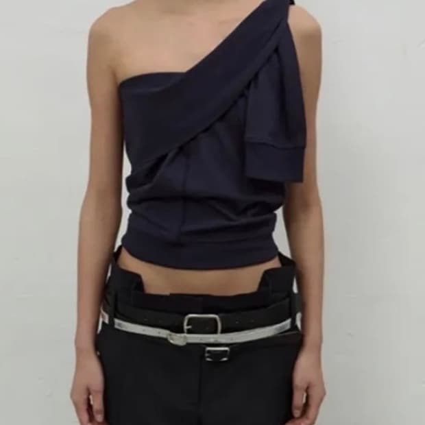 LCDC BUSTIER DETAIL JERSEY TOP (NAVY)