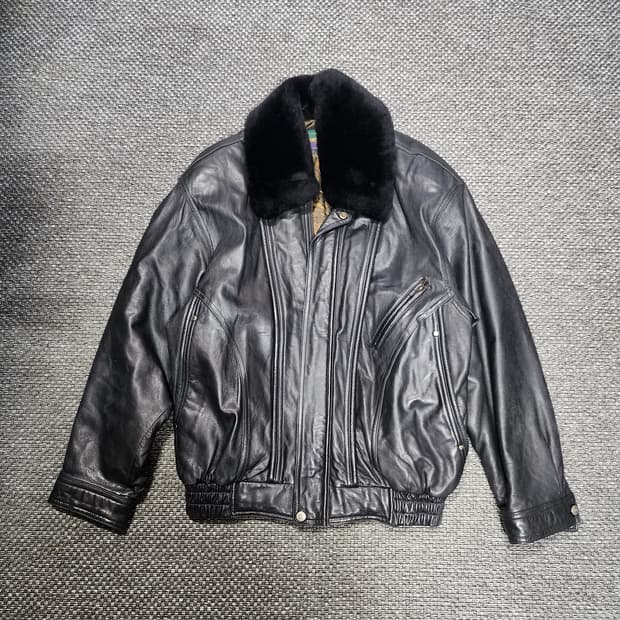 빈티지 블랙 양가죽 무스탕 자켓    XL사이즈 