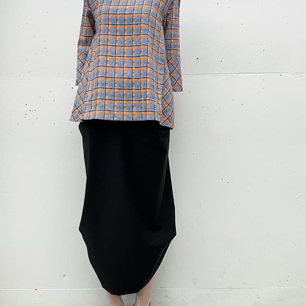 Structured check neck blouse