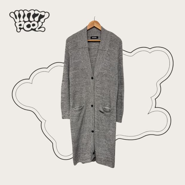 버커루 포켓 롱 니트 가디건 그레이