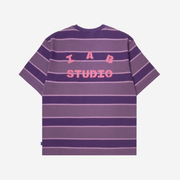 아이앱 스튜디오 x 아케인 징크스 스트라이프 티셔츠 퍼플 스트라이프 핑크