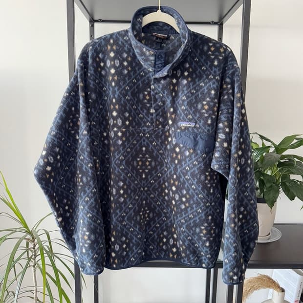 11FW 파타고니아 신칠라 스냅-T 플리스 네이비 에스닉 패턴