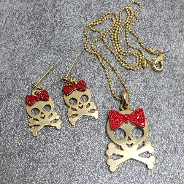 skull earrings necklace set