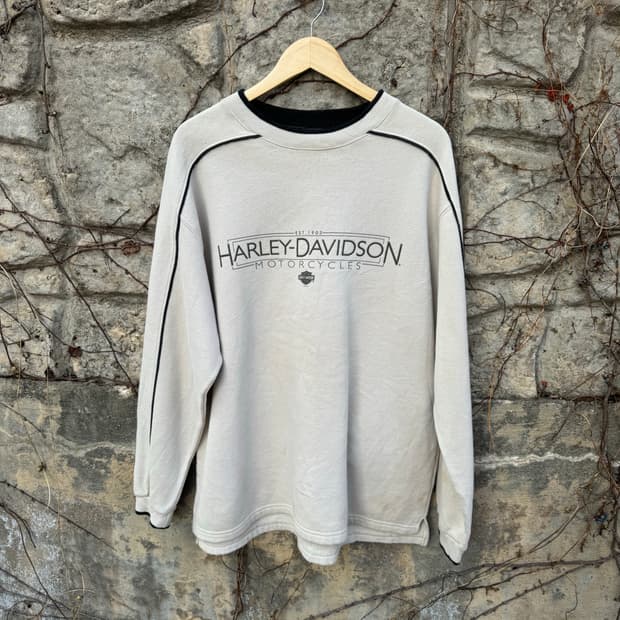 00s 할리데이비슨 빈티지 스웻 셔츠 맨투맨 베이지