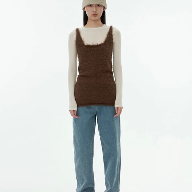 AMOMENTO 아모멘토 샤기 니트 원피스